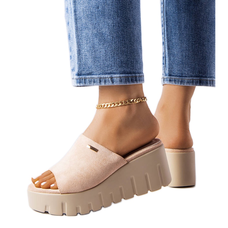 PA1 Beige high wedge sandals from Bourdette