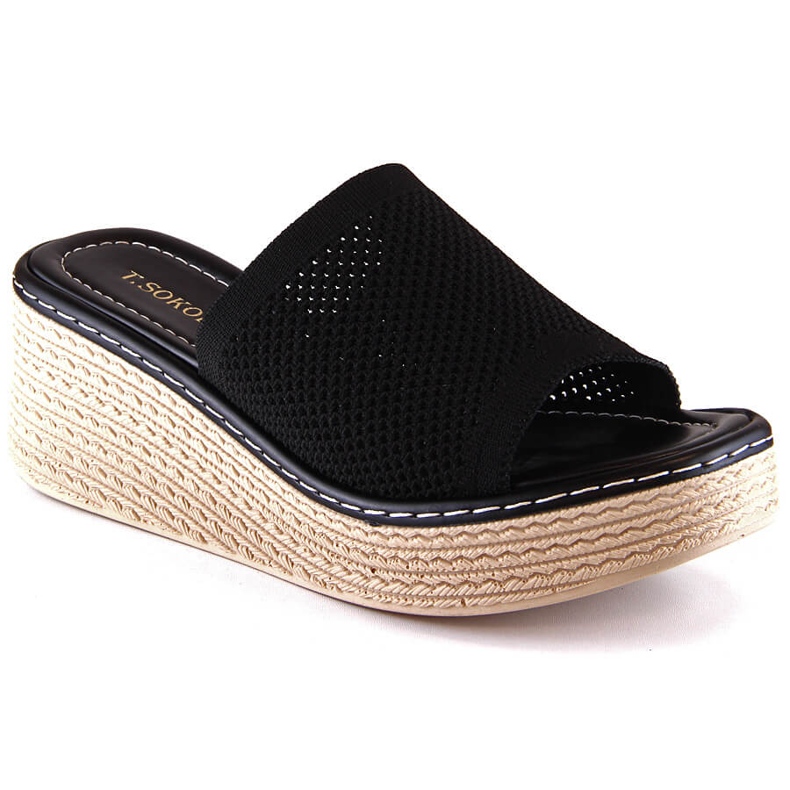 Women's black wedge slippers T.Sokolski MU100