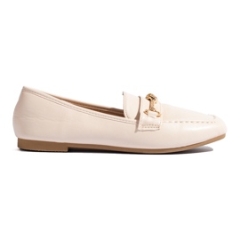 Women's beige loafers with a Shelovet decorative element