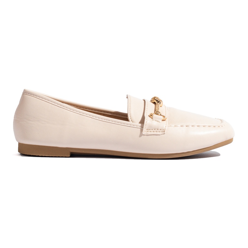 Women's beige loafers with a Shelovet decorative element