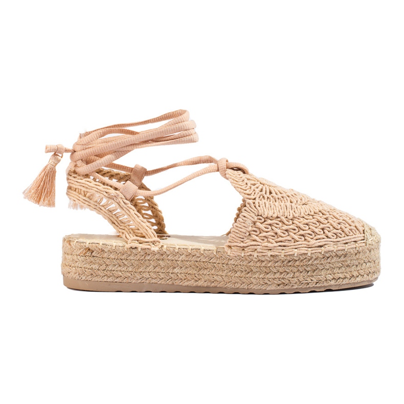 Dark beige boho platform espadrilles from Shelovet