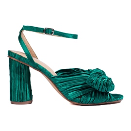 Green textile high heel sandals from Shelovet Green textile high heel sandals from Shelovet