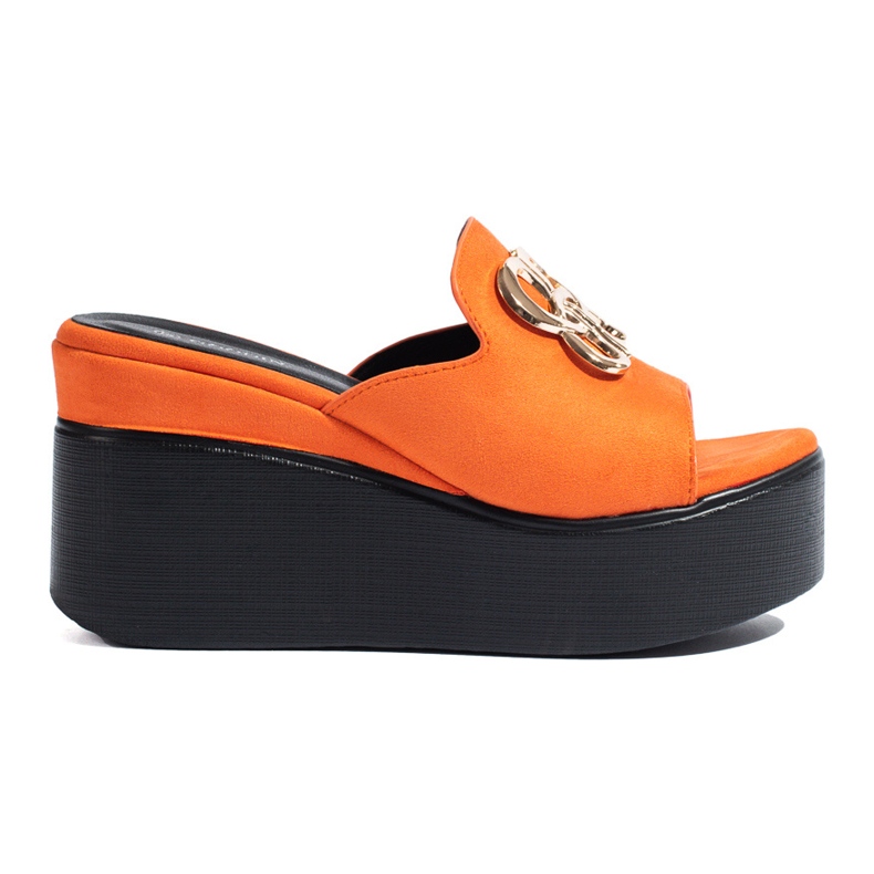 Shelovet orange suede wedge slippers
