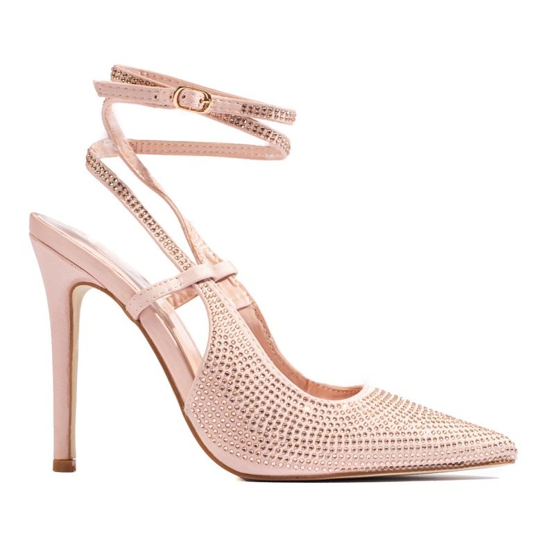 Beige pumps on a high heel with crystals from Shelovet Beige pumps on a high heel with crystals from Shelovet