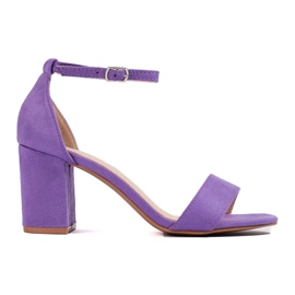 Purple suede block sandals from Shelovet violet Purple suede block sandals from Shelovet violet