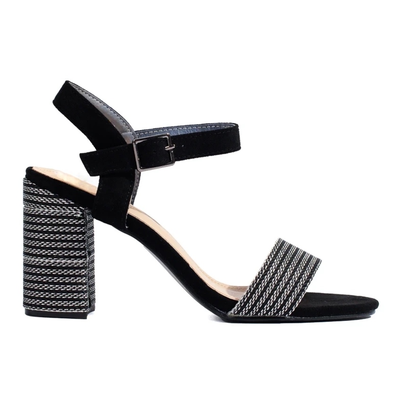 Women's black sandals with a decorative heel from Shelovet