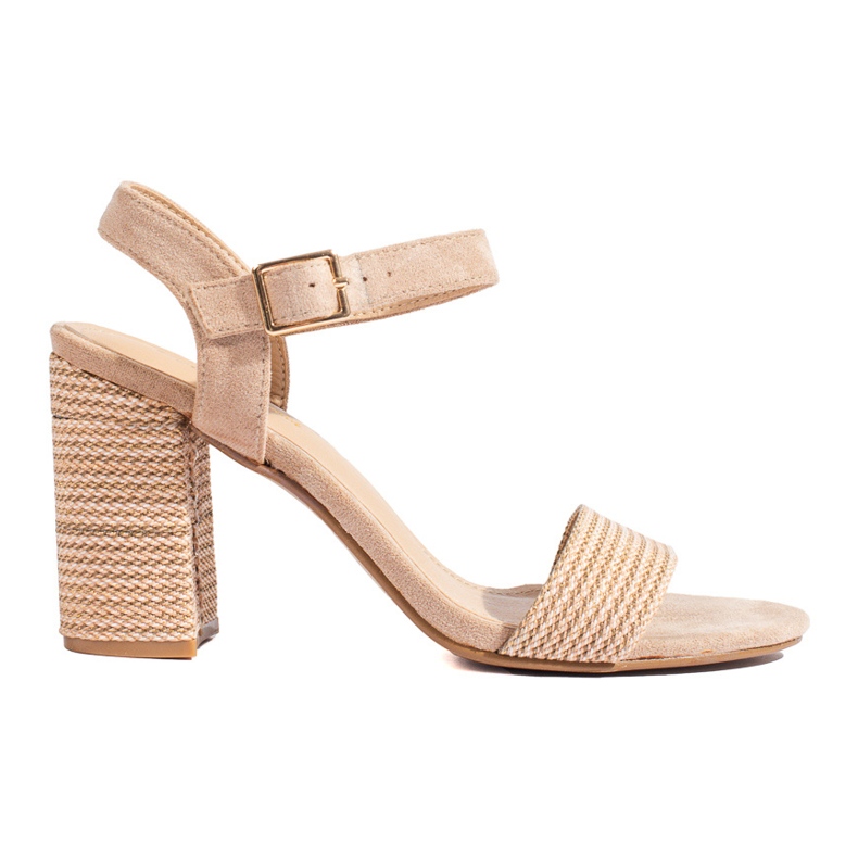 Women's beige sandals with a decorative heel from Shelovet Women's beige sandals with a decorative heel from Shelovet
