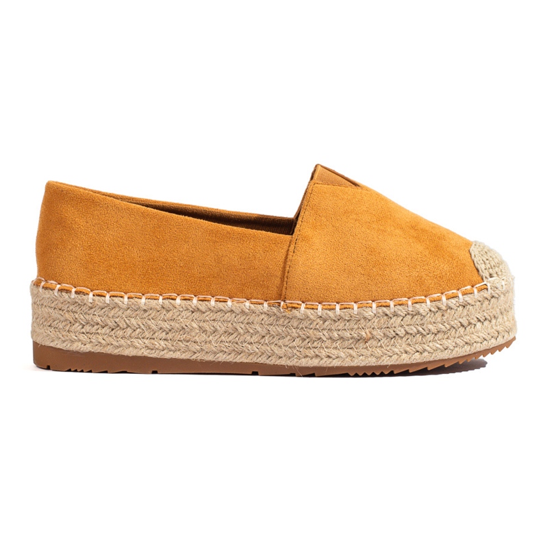 Women's suede espadrilles on the Shelovet camel platform brown
