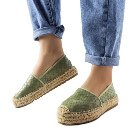 Green espadrilles decorated with Geoffrey embossing