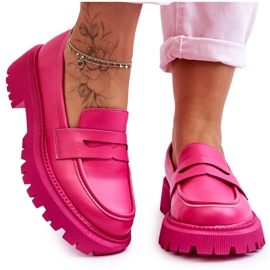 Pink Riverside Leather Slip-On Platform Loafers Pink Riverside Leather Slip-On Platform Loafers