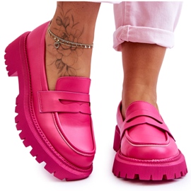 Pink Riverside Leather Slip-On Platform Loafers