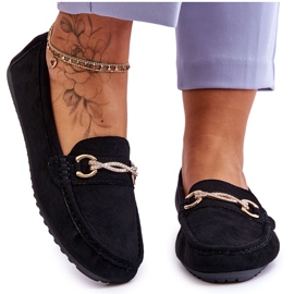 Classic Suede Loafers With Black Amera Embellishment