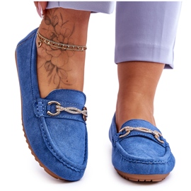Classic Suede Moccasins With Amera Blue Embellishment