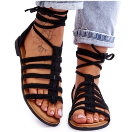 FC3 Women's Suede Roman Sandals Black Semper