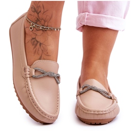 Women's Slip-on Loafers With Glitter Decoration Beige This Moment