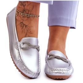 FC3 Women's Slip-on Moccasins With Glitter Decoration Silver This Moment