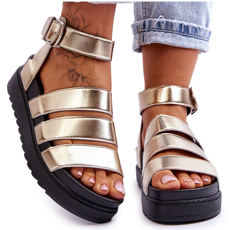 FM1 Sandals On A Massive Platform Golden Lisbon