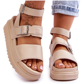 Women's Sandals With Beige Hever Belt