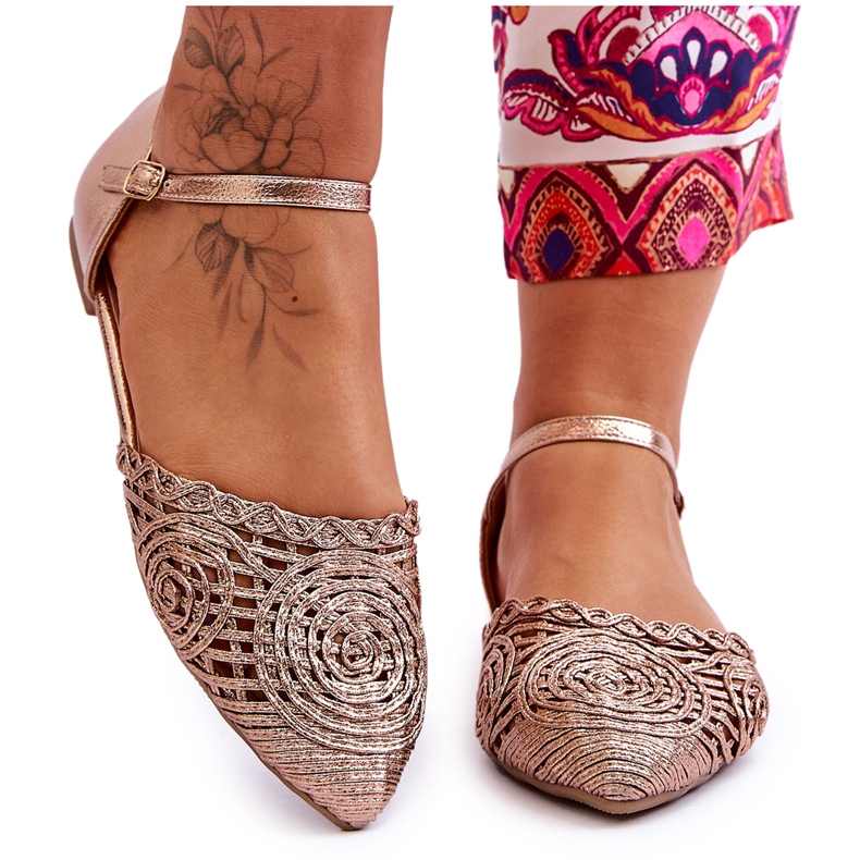 FM1 Elegant Women's Sandals Flat Rose Gold Sheia golden