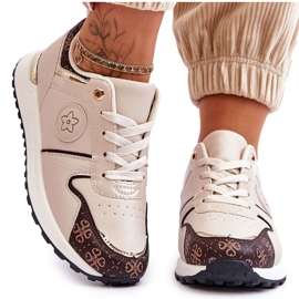FG1 Trendy Beige-Brown Rachel Leather Sports Shoes