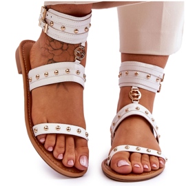 FI1 Unique Women's Sandals With White Selina Studs