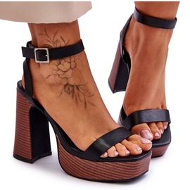 Leather Sandals On A Chunky Black Marina Platform