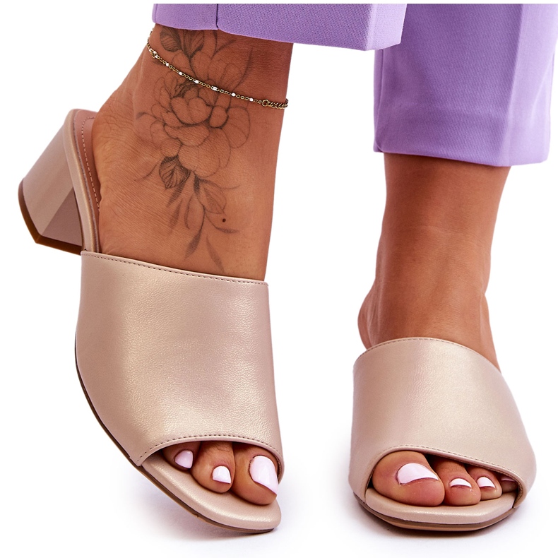 Elegant Smooth Slippers Sergio Leone KL317 Beige