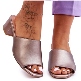 Elegant Smooth Slippers Sergio Leone KL317 Dark Silver brown