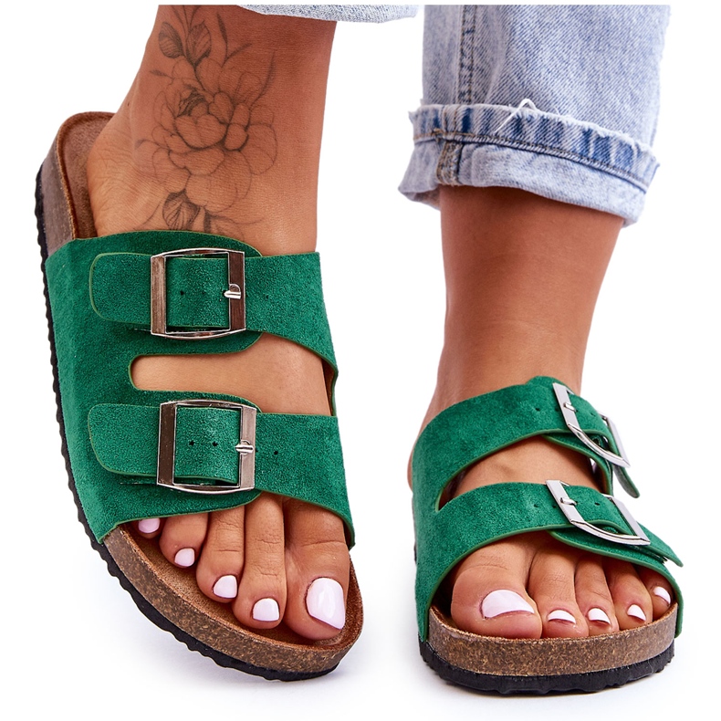FB1 Women's Slip-on Slides Green Destino