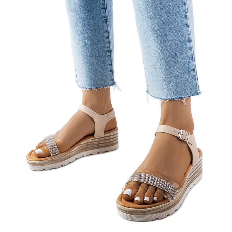 Beige wedge sandals from Bussière