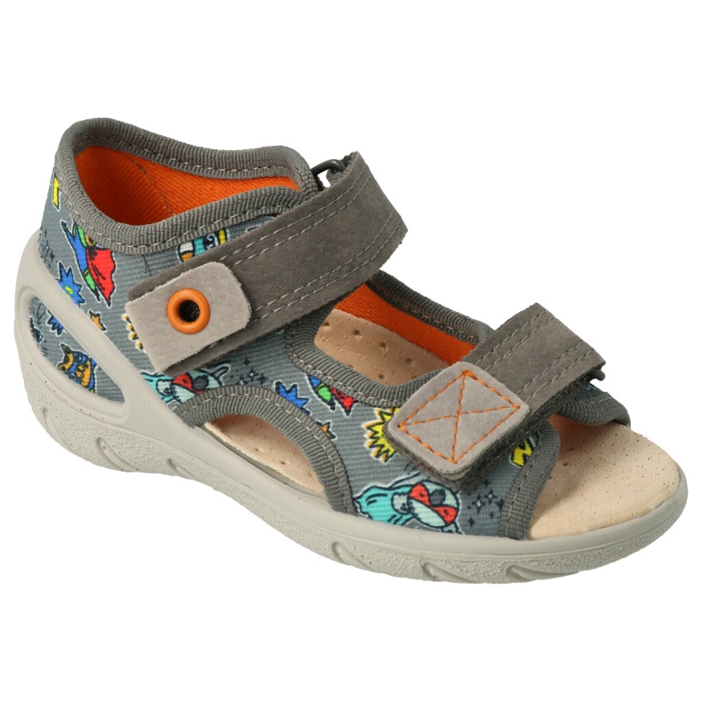Befado children's sandals leather insert 065p167 gray grey