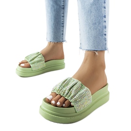 Green sandals with cubic zirconia from Franet Green sandals with cubic zirconia from Franet
