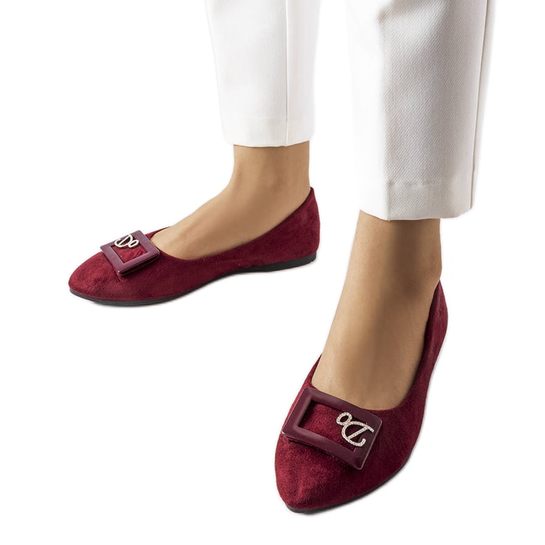 Burgundy ballerinas decorated with Fleming rhinestones red Burgundy ballerinas decorated with Fleming rhinestones red