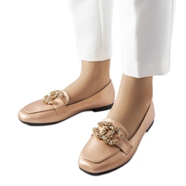 Gold loafers with rhinestones from Neuer golden