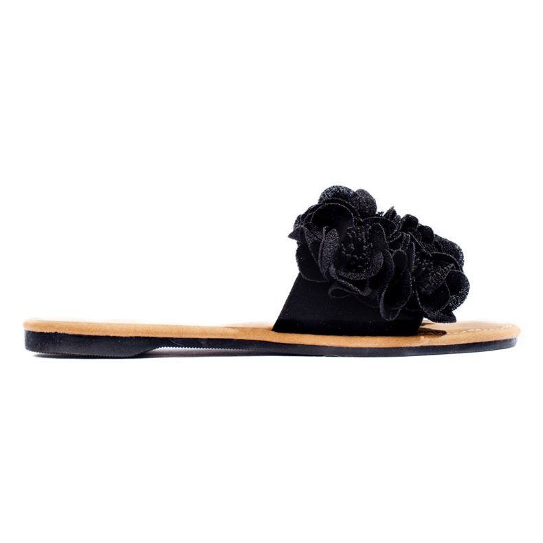 Women's black slippers with Shelovet flowers Women's black slippers with Shelovet flowers