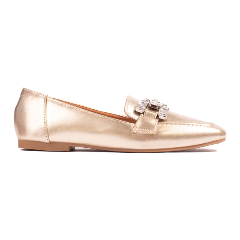 Women's golden loafers with Shelovet embellishment Women's golden loafers with Shelovet embellishment