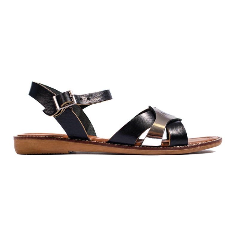 Black leather flat sandals from W. Potocki