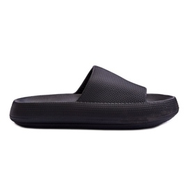 Fashionable Foam Slippers On A Chunky Platform Black Linnea