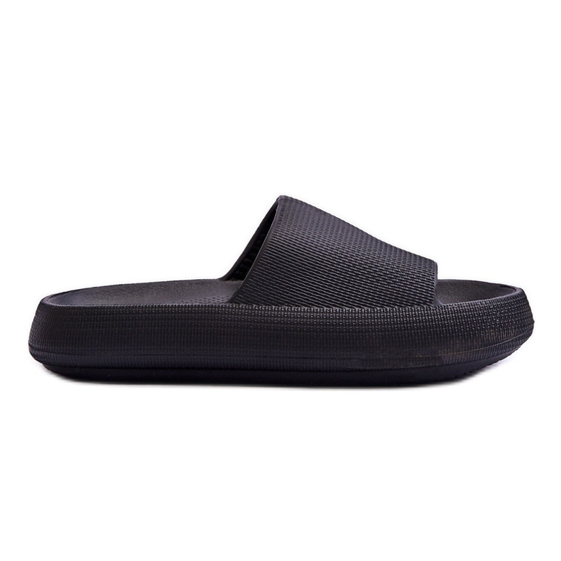 Fashionable Foam Slippers On A Chunky Platform Black Linnea