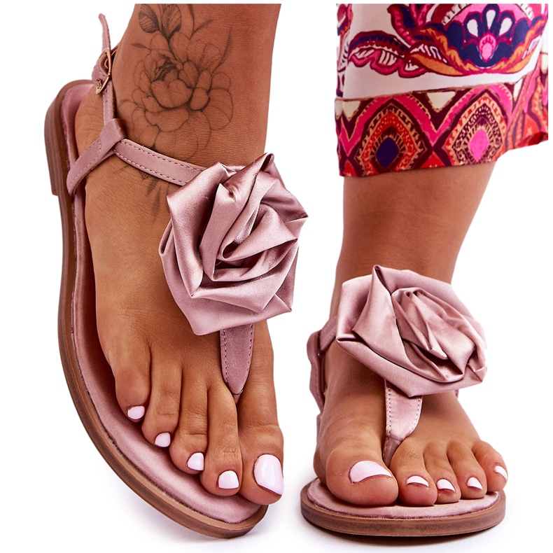 Women's Flip Flops With Fabric Rose Nude Carisma pink