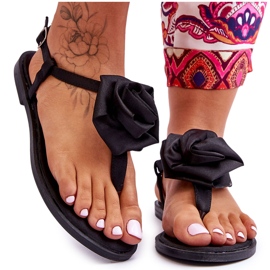 FS1 Women's Flip Flops With Fabric Rose Black Carisma