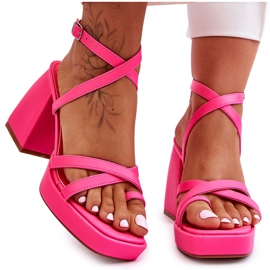 FS1 Fashionable Pink Secret Rose High Heels And Platform Sandals