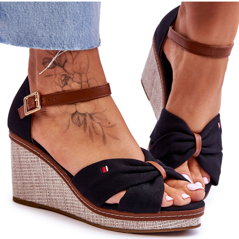 PS1 Women's Sandals On A Braided Wedge Black Judith