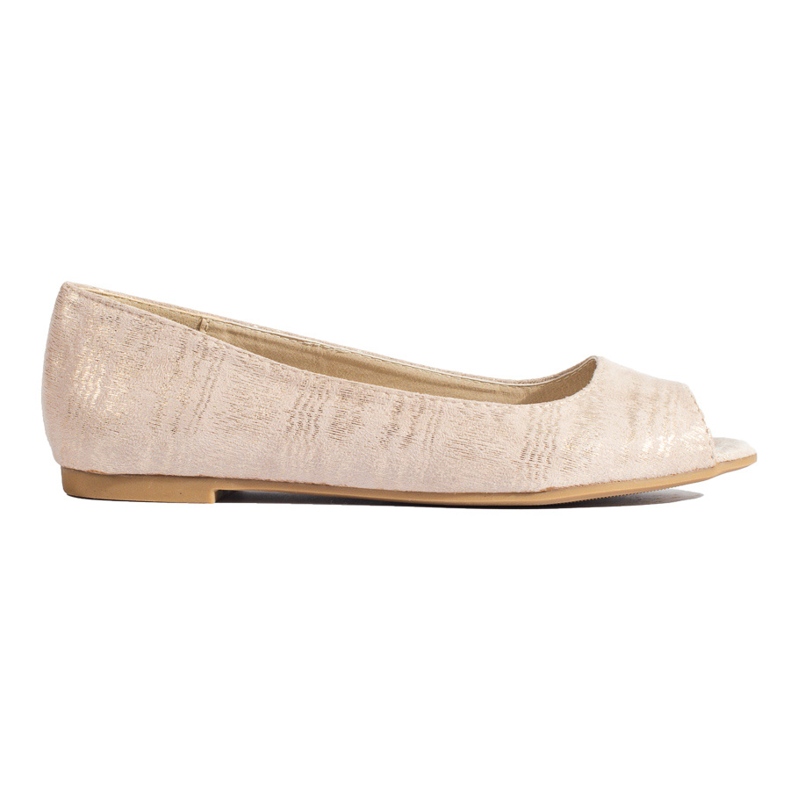 Women's open-toe ballerinas in beige and gold Shelovet
