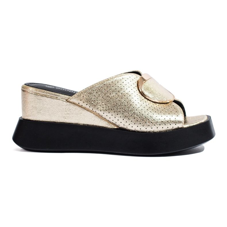 Women's gold Shelovet wedge slippers golden Women's gold Shelovet wedge slippers golden
