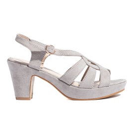 Women's gray suede heel sandals from Shelovet grey Women's gray suede heel sandals from Shelovet grey