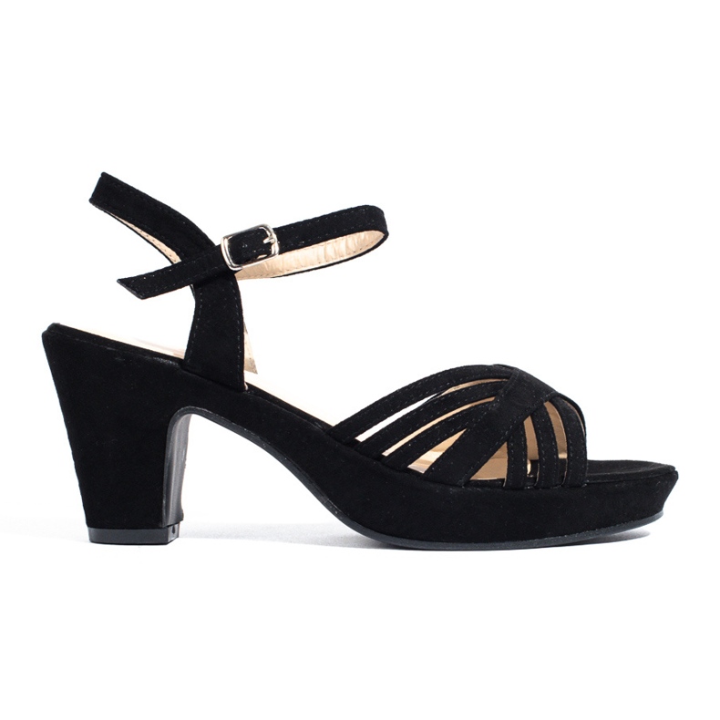 Women's suede sandals on a stable post Shelovet black