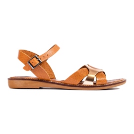 Brown leather flat sandals from W. Potocki