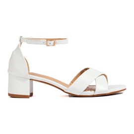 White elegant low heel sandals from Shelovet