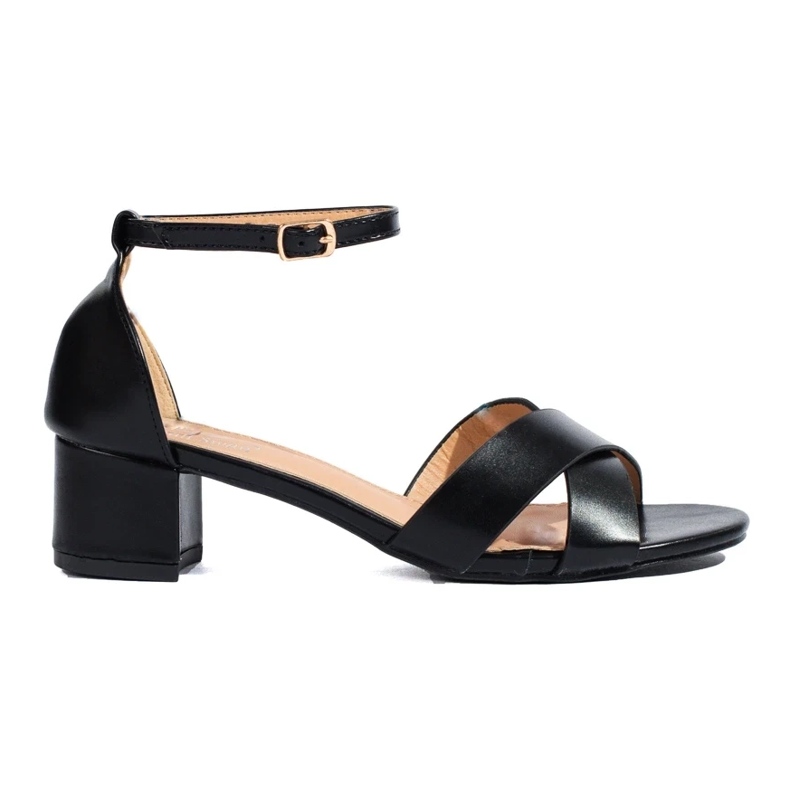 Black low heel sandals from Shelovet